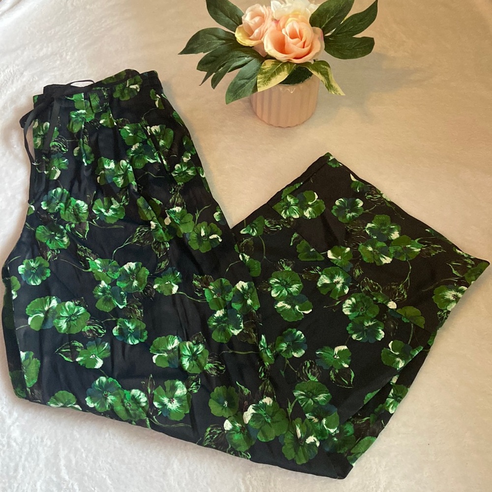 SOLD Elevenses Anthropologie Floral Botanical Wide Leg Pant